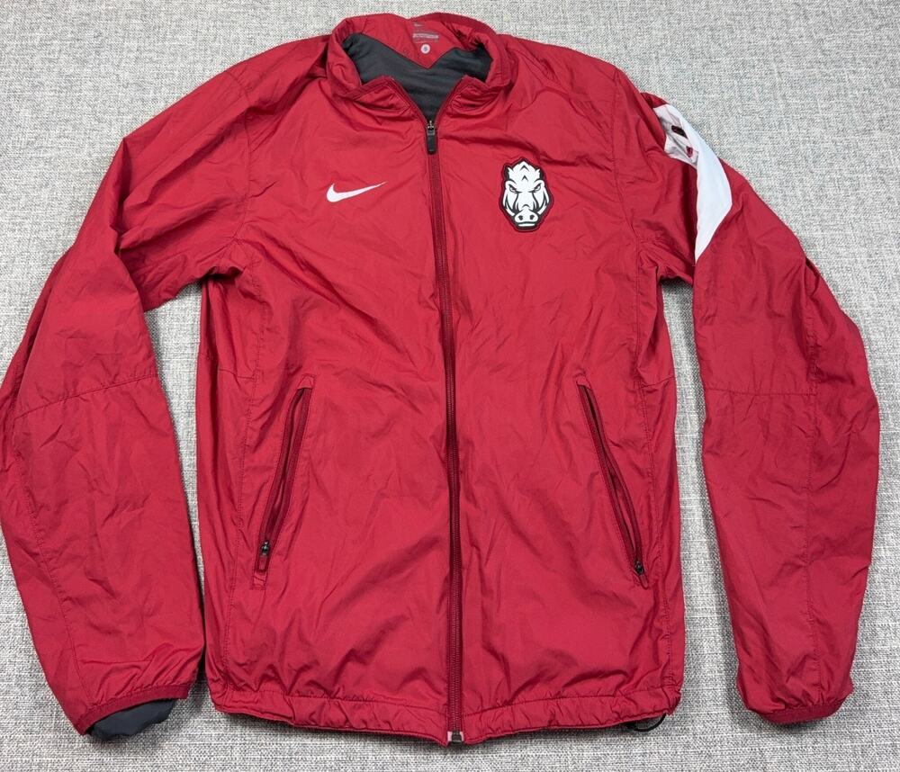 Nike Arkansas Razorbacks Jacket Mens Small Red Full Zip Running NCAA Hog